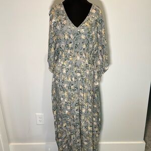 NATURAL LIFE Gray Floral Maxi Dress